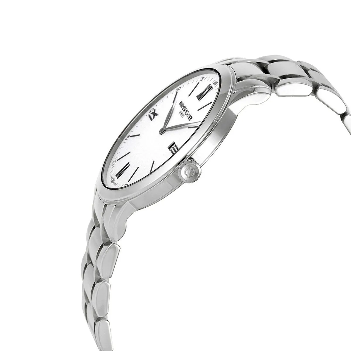 Baume & Mercier Classima Stainless Steel White Dial Date Quartz Mens Watch M0A10526