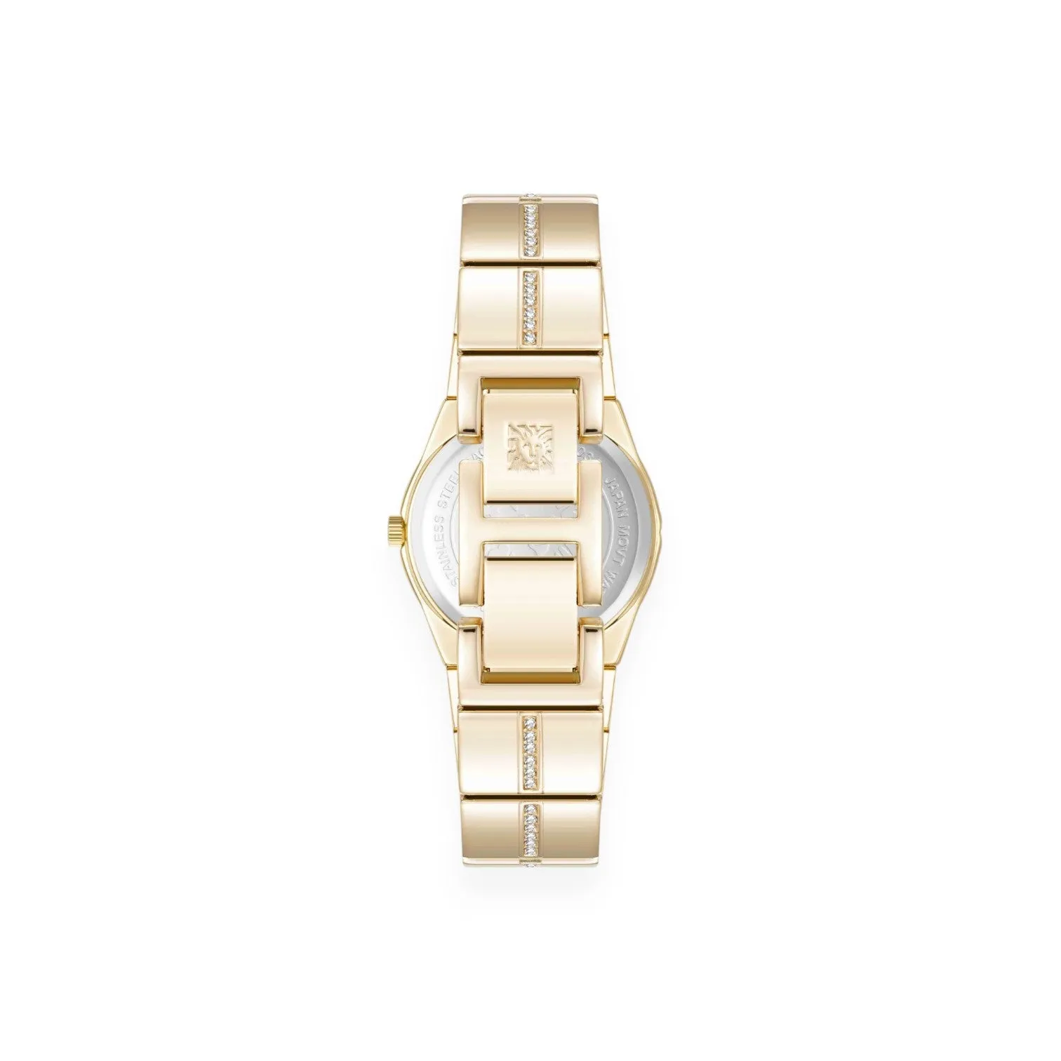 Faceted Crystal Bezel Watch - Black / Gold-tone