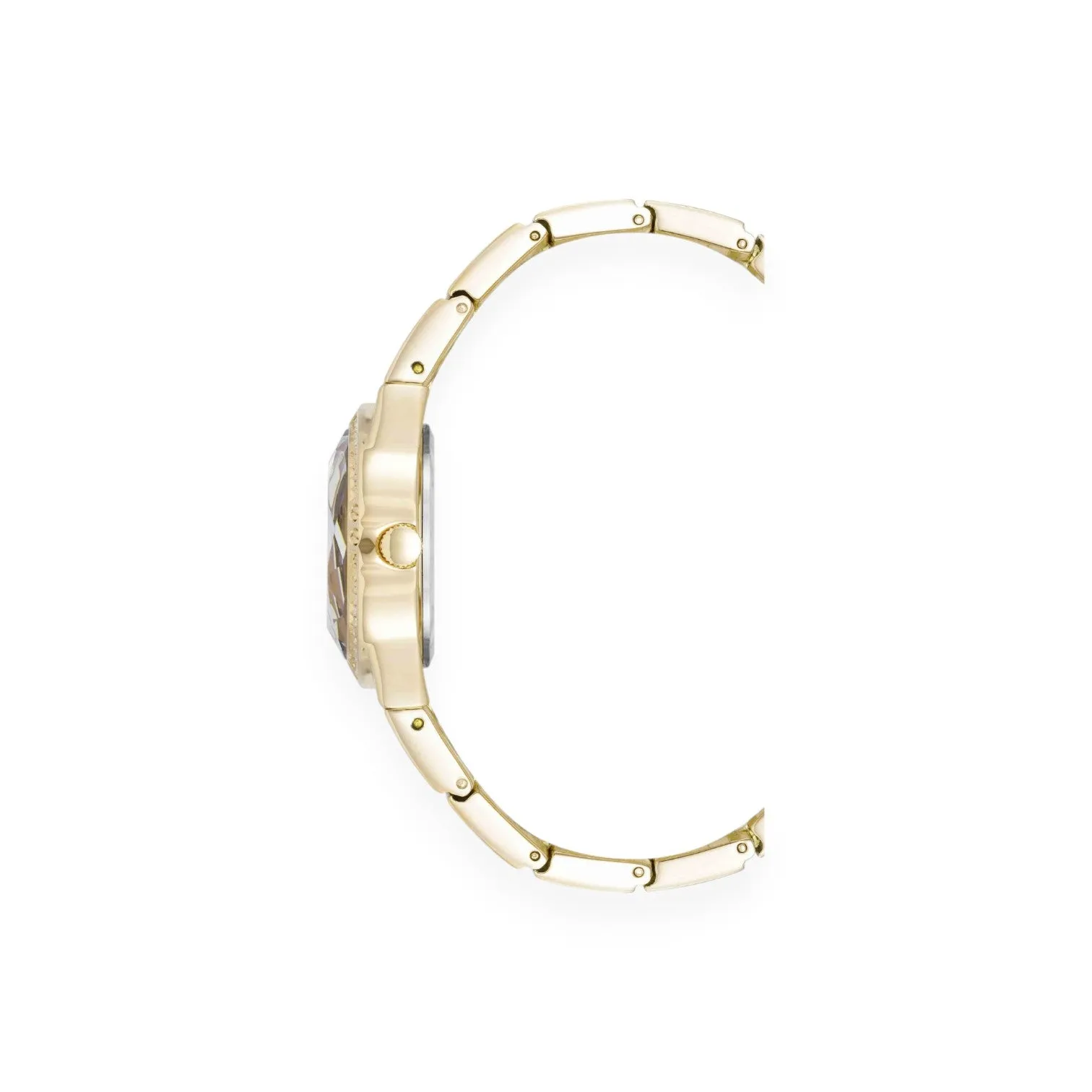 Faceted Crystal Bezel Watch - Black / Gold-tone