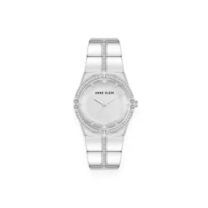 Faceted Crystal Bezel Watch - Silver-tone