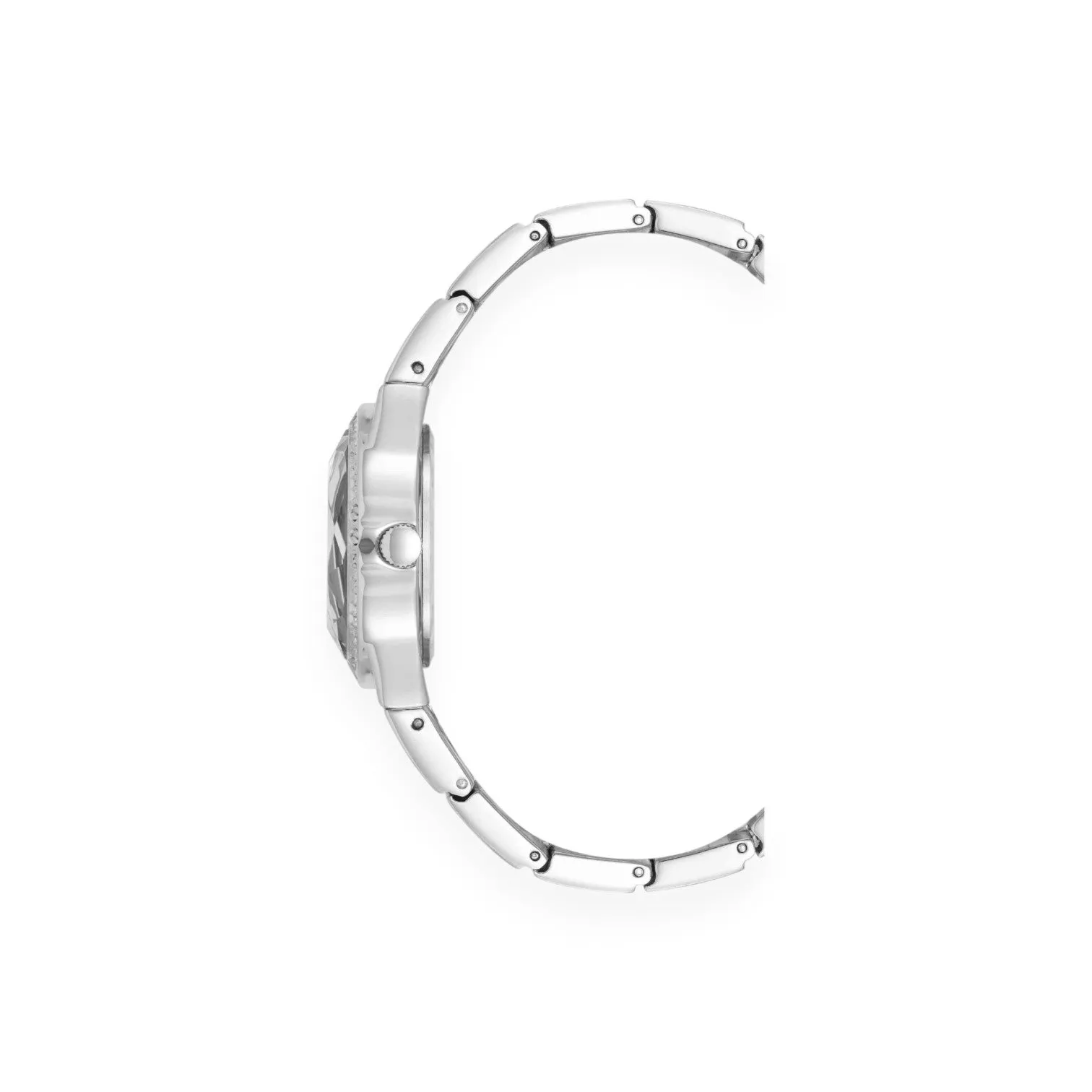 Faceted Crystal Bezel Watch - Silver-tone