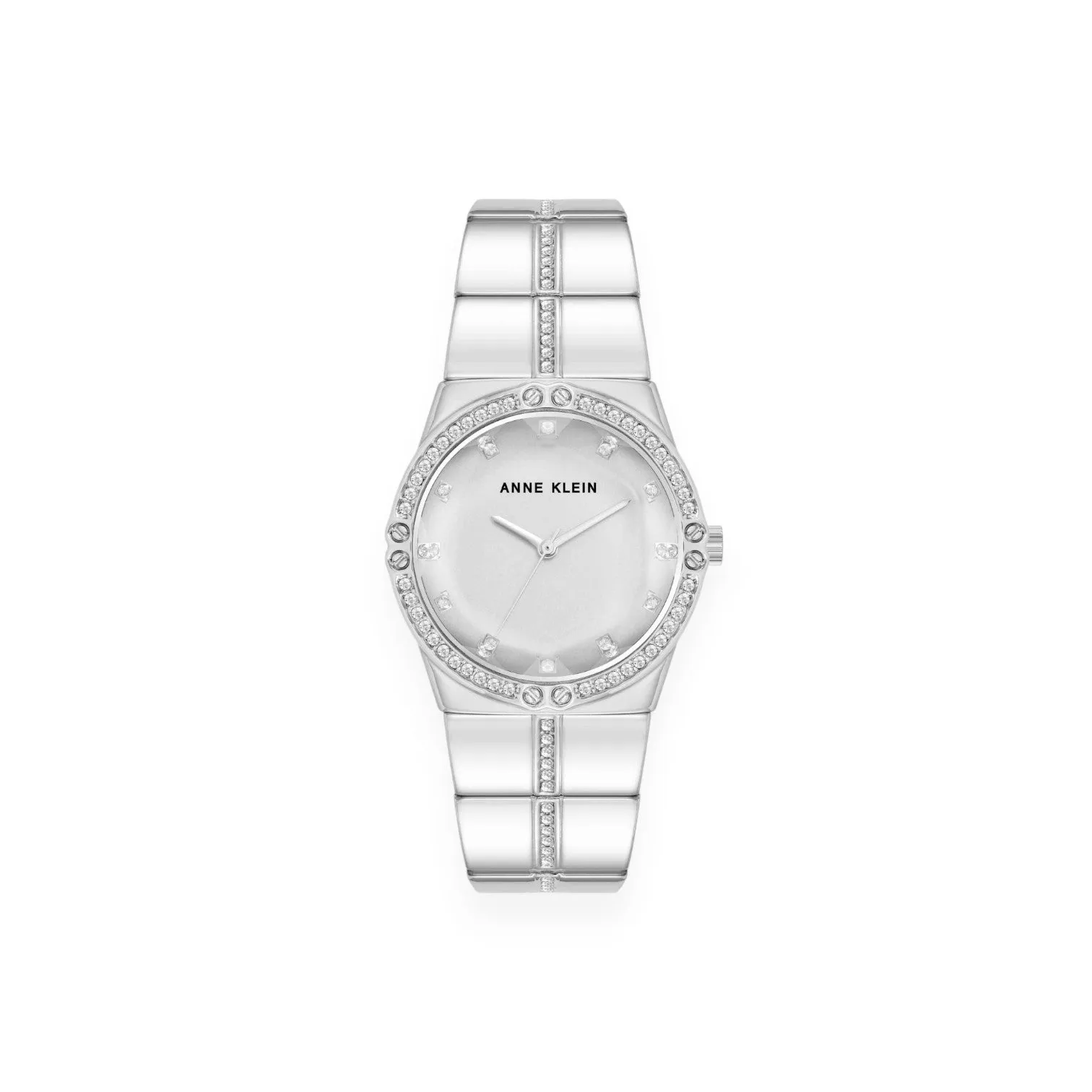 Faceted Crystal Bezel Watch - Silver-tone