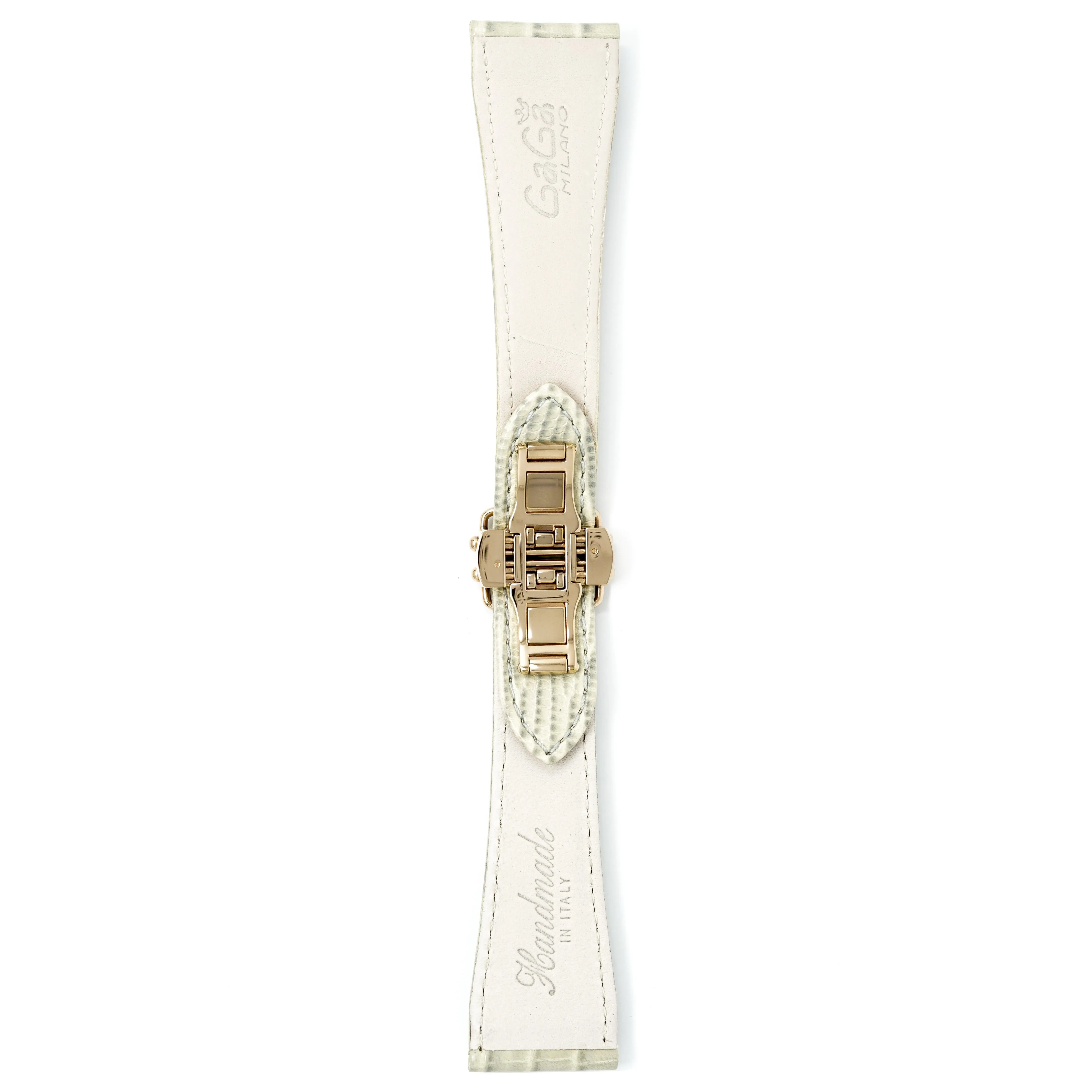 Gagà Milano Watch Beige Lizard Leather Butterfly Strap