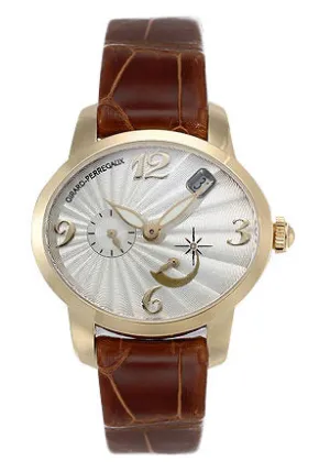 Girard Perregaux Cats Eye 18kt Yellow Gold Brown Leather Ladies Watch 80480-0-51-1151