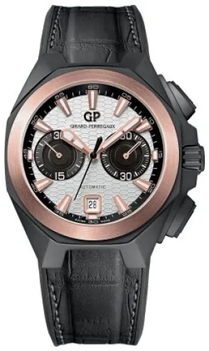 Girard Perregaux Chrono Hawk Silver Dial Black Leather Men's Watch 49970-34-132-BB6A