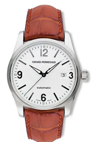 Girard Perregaux Classic Elegance Stainless Steel Brown Leather Men's Watch 49570-0-11-114