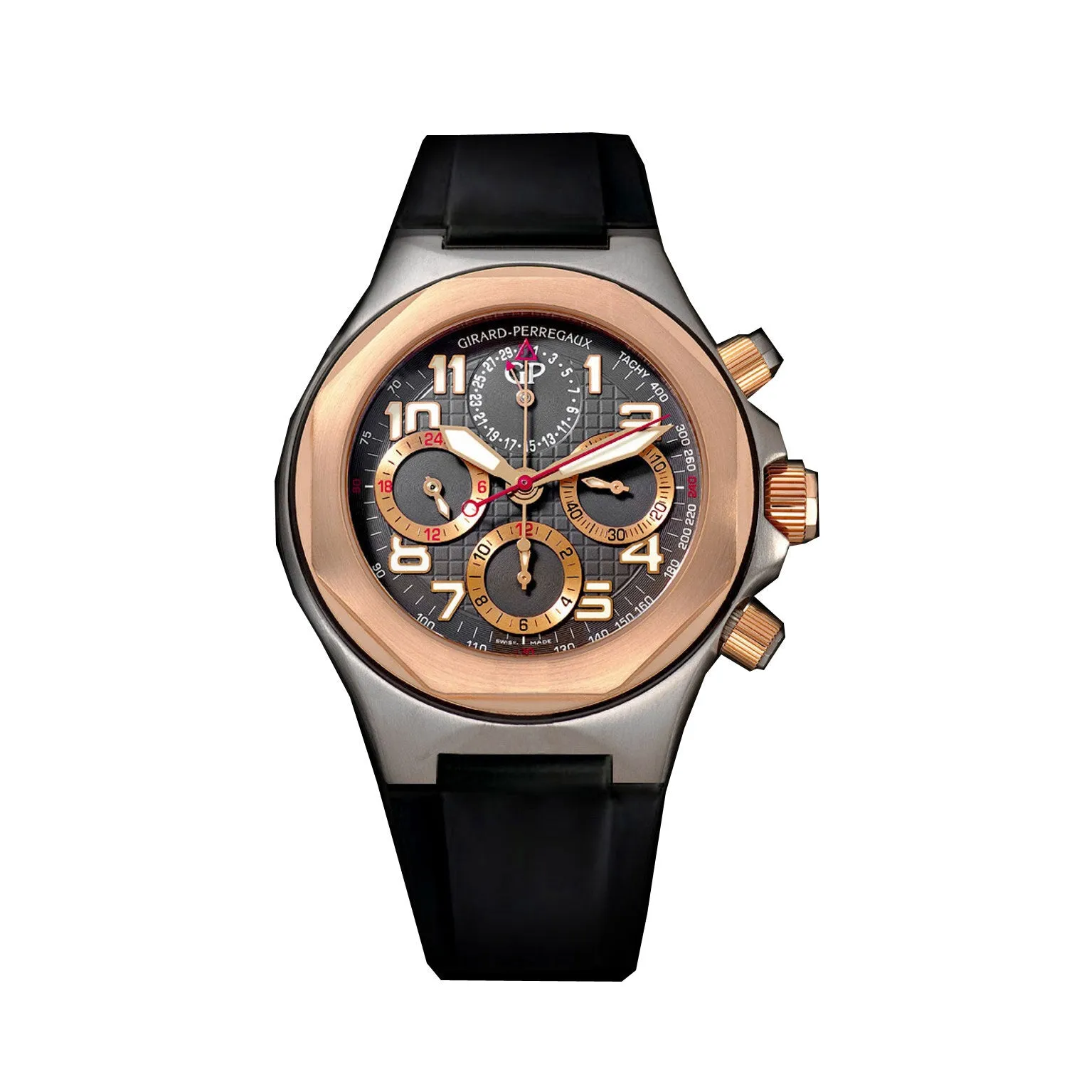 Girard Perregaux Laureato Chronograph Automatic Anthracite Dial Black Rubber Men's Watch 80180-26-212-FK6A