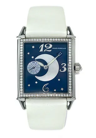 Girard Perregaux Vintage 1945 Diamond Stainless Steel White Leather Ladies Watch 25932-D11-A421-IK7