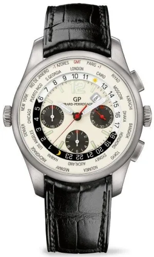 Girard Perregaux Worldtime Silver Dial Chronograph Men's Watch 49805-11-153-BA6A