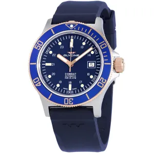 Glycine Combat Sub Automatic Blue Dial Blue Rubber Men's Watch GL0089