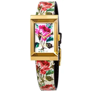 Gucci G-Frame Ivory with Floral Motif Dial Ladies Watch YA147406