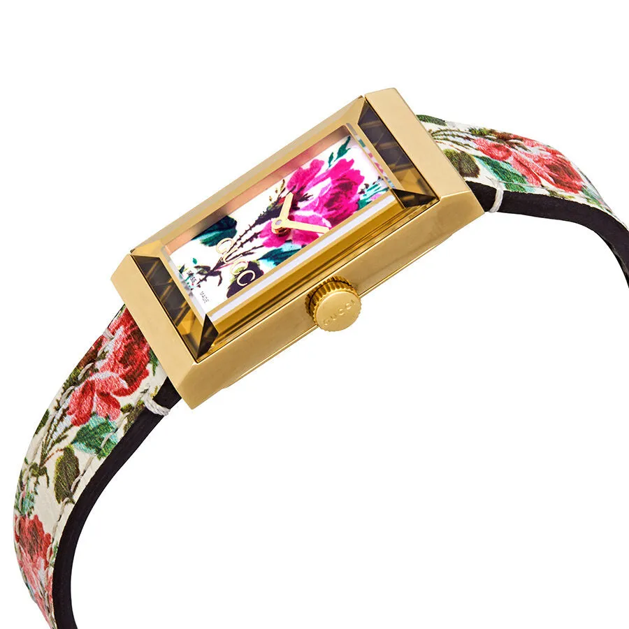 Gucci G-Frame Ivory with Floral Motif Dial Ladies Watch YA147406