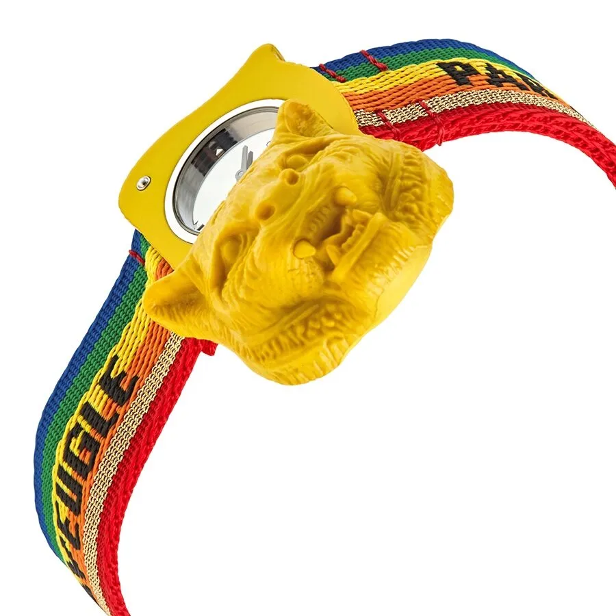 Gucci Le Marche Des Merveilles Yellow Tiger Quartz Silver Dial Men's Watch YA146410