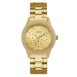 Guess Bedazzle Quartz Crystal Gold Dial Ladies Watch W1097L2