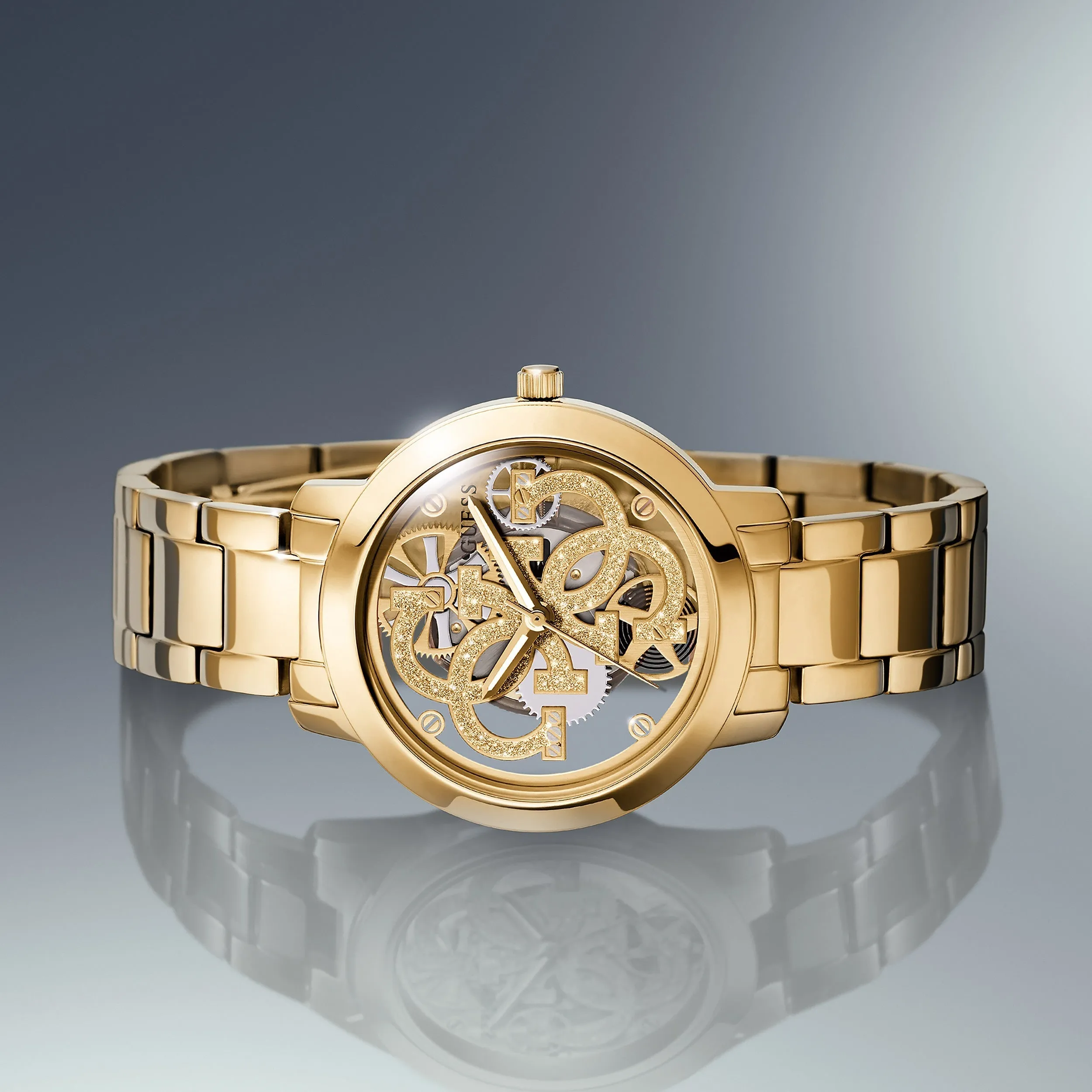 Guess GW0300L2 Ladies Quattro Clear Gold Watch