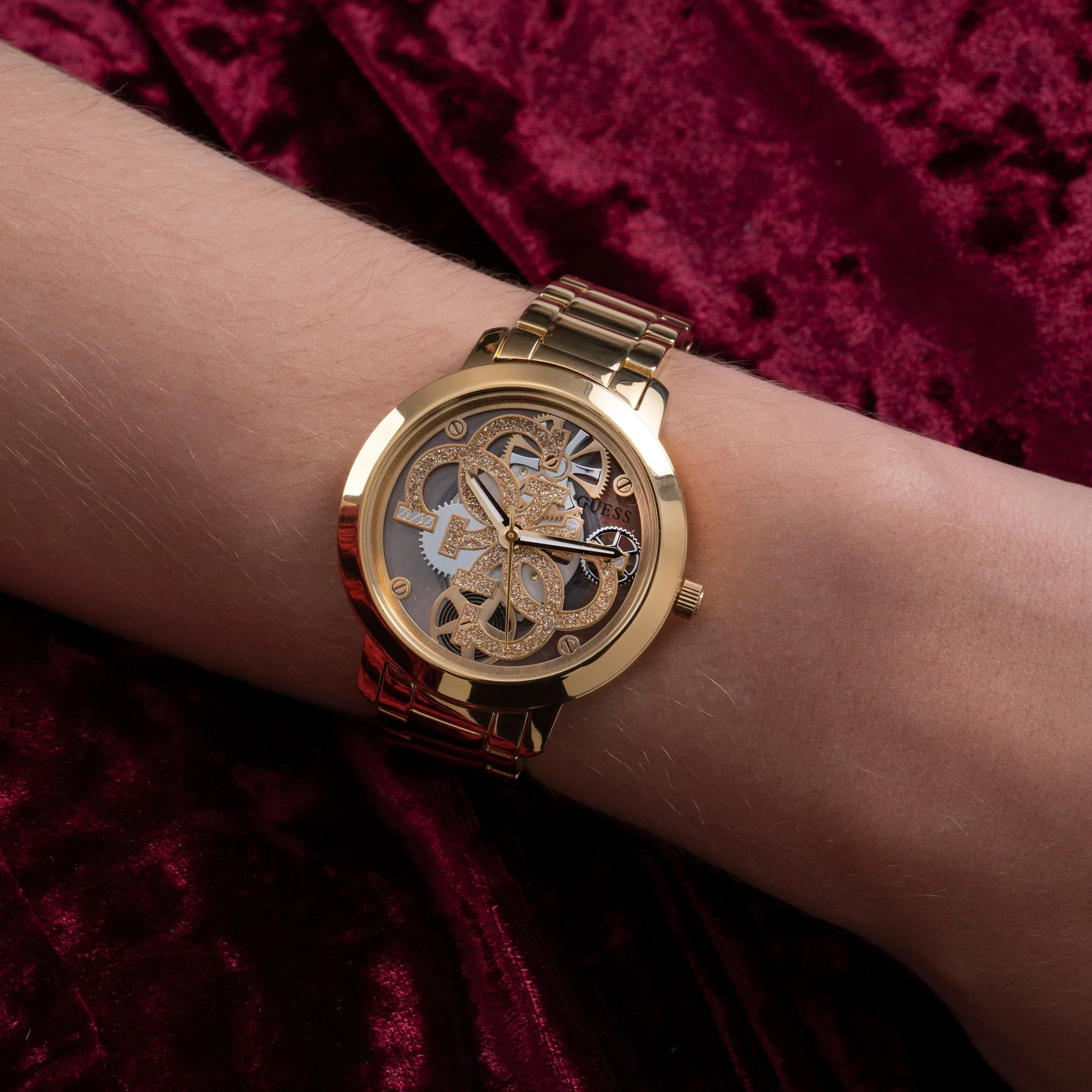 Guess GW0300L2 Ladies Quattro Clear Gold Watch