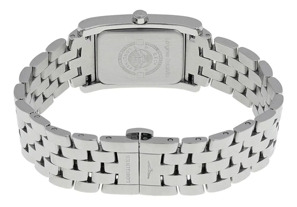 Longines DolceVita Stainless Steel Mother-Of-Pearl Dial Diamonds Rectangle Quartz Womens Watch L5.502.0.97.6