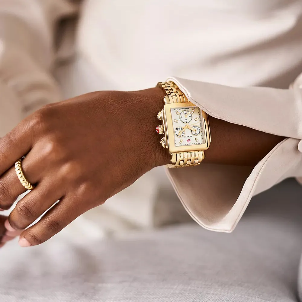 Michele Deco 18K Gold-Plated Diamond Watch