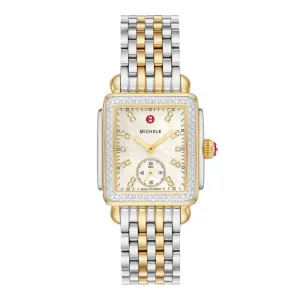 Michele Deco Mid Two-Tone 18K Gold-Plated Diamond Watch