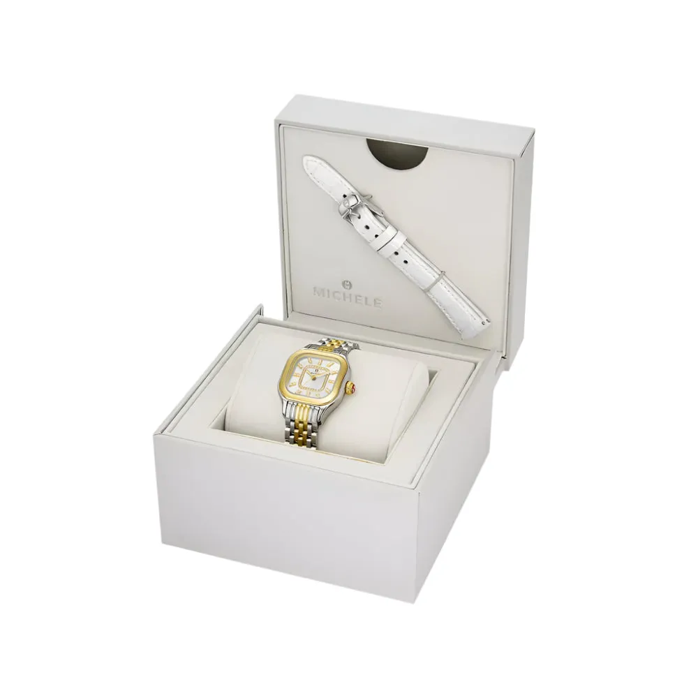 Michele Meggie Two-Tone 18k Gold-Plated Diamond Dial Watch Gift Set
