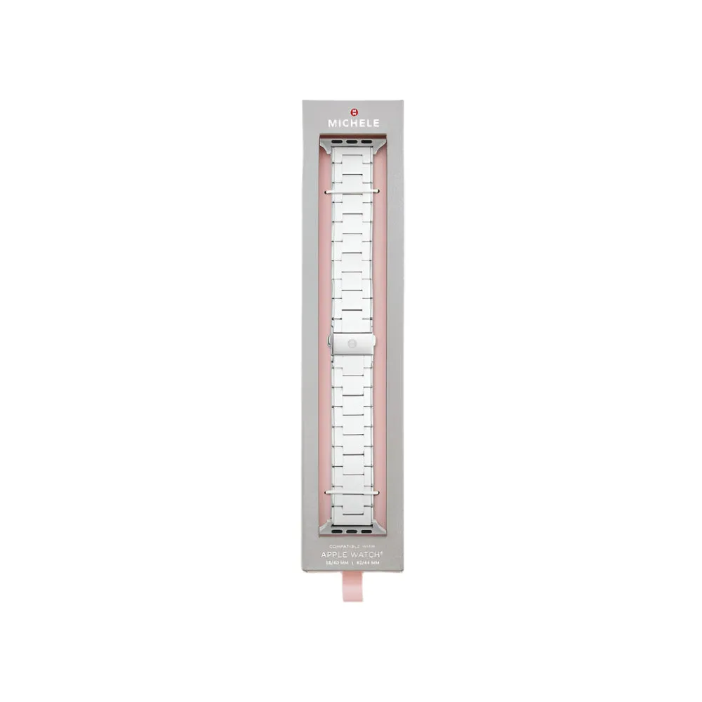 Michele White and Stainless Steel Silicone-Wrapped Bracelet Band for Apple Watch®