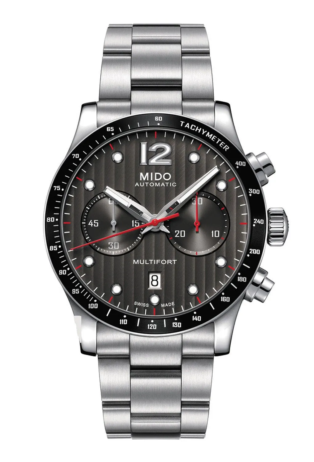 Mido Multifort Automatic Chronograph Stainless Steel Black Dial Date Mens Watch M025.627.11.061.00