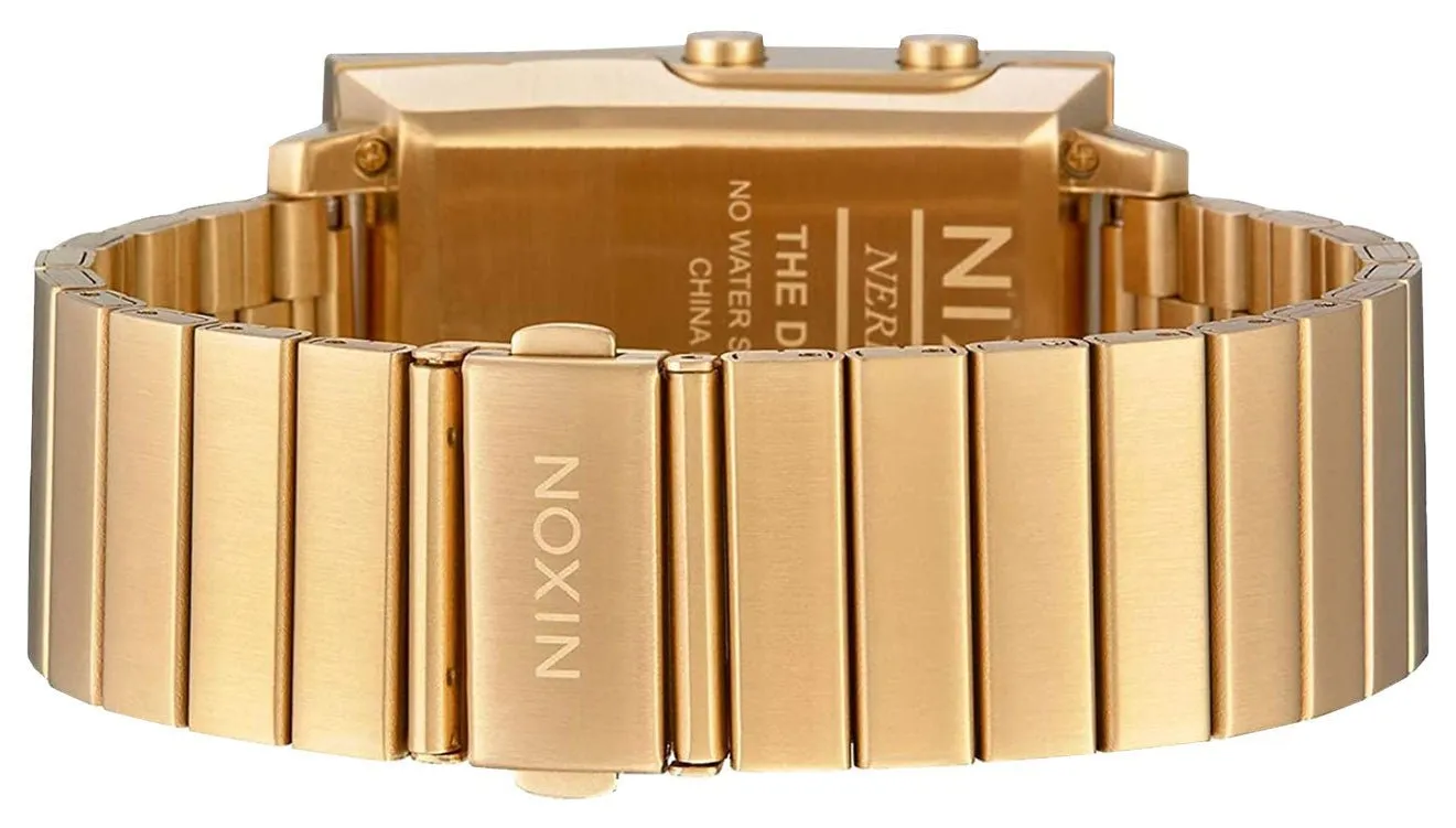 Nixon Dork Too Yellow Gold-Tone Stainless Steel Red Dial Digital Quartz Mens Watch A1266-502