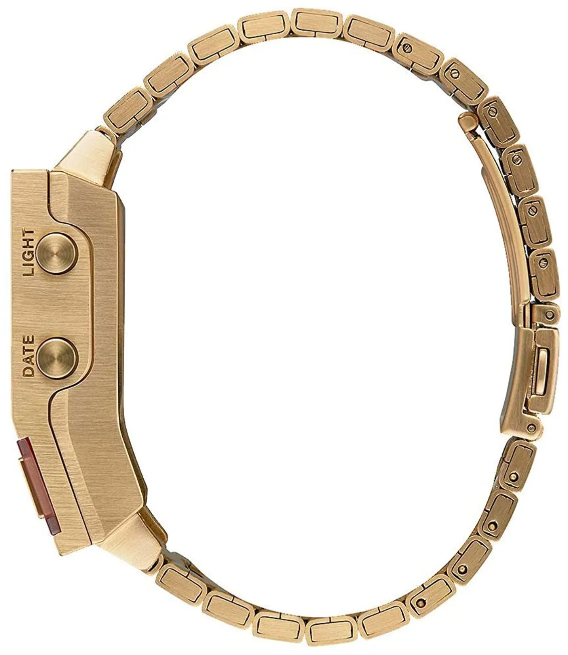 Nixon Dork Too Yellow Gold-Tone Stainless Steel Red Dial Digital Quartz Mens Watch A1266-502