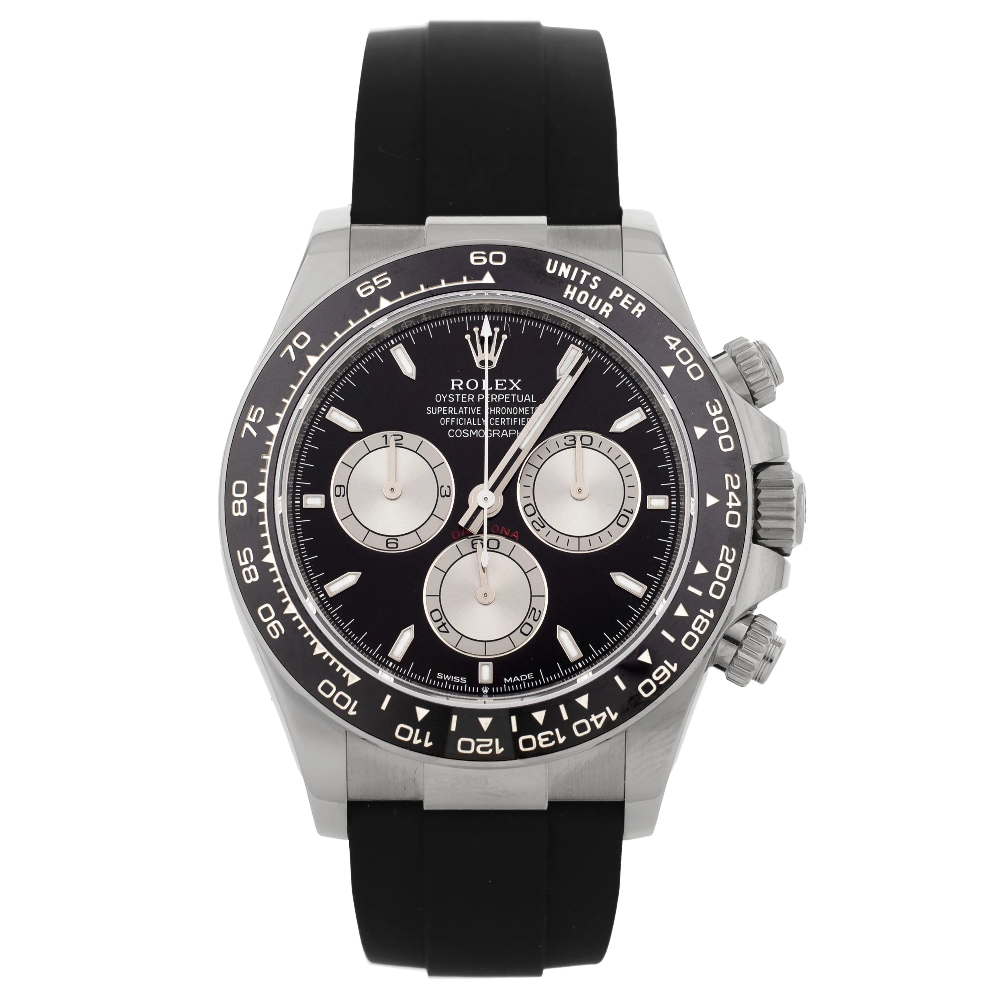 Rolex Cosmograph Daytona White Gold Black Dial Oysterflex 40mm 126519LN Full Set