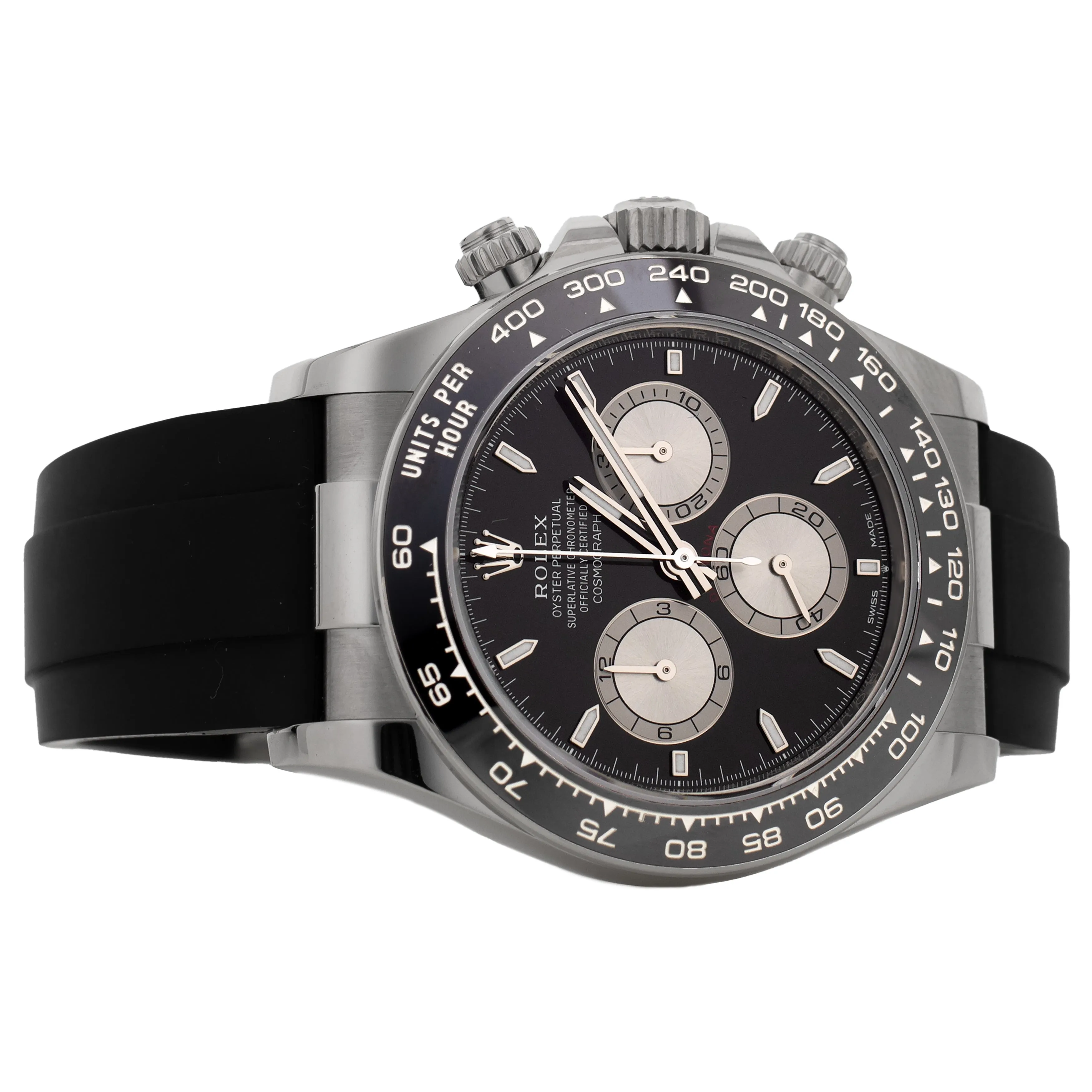 Rolex Cosmograph Daytona White Gold Black Dial Oysterflex 40mm 126519LN Full Set
