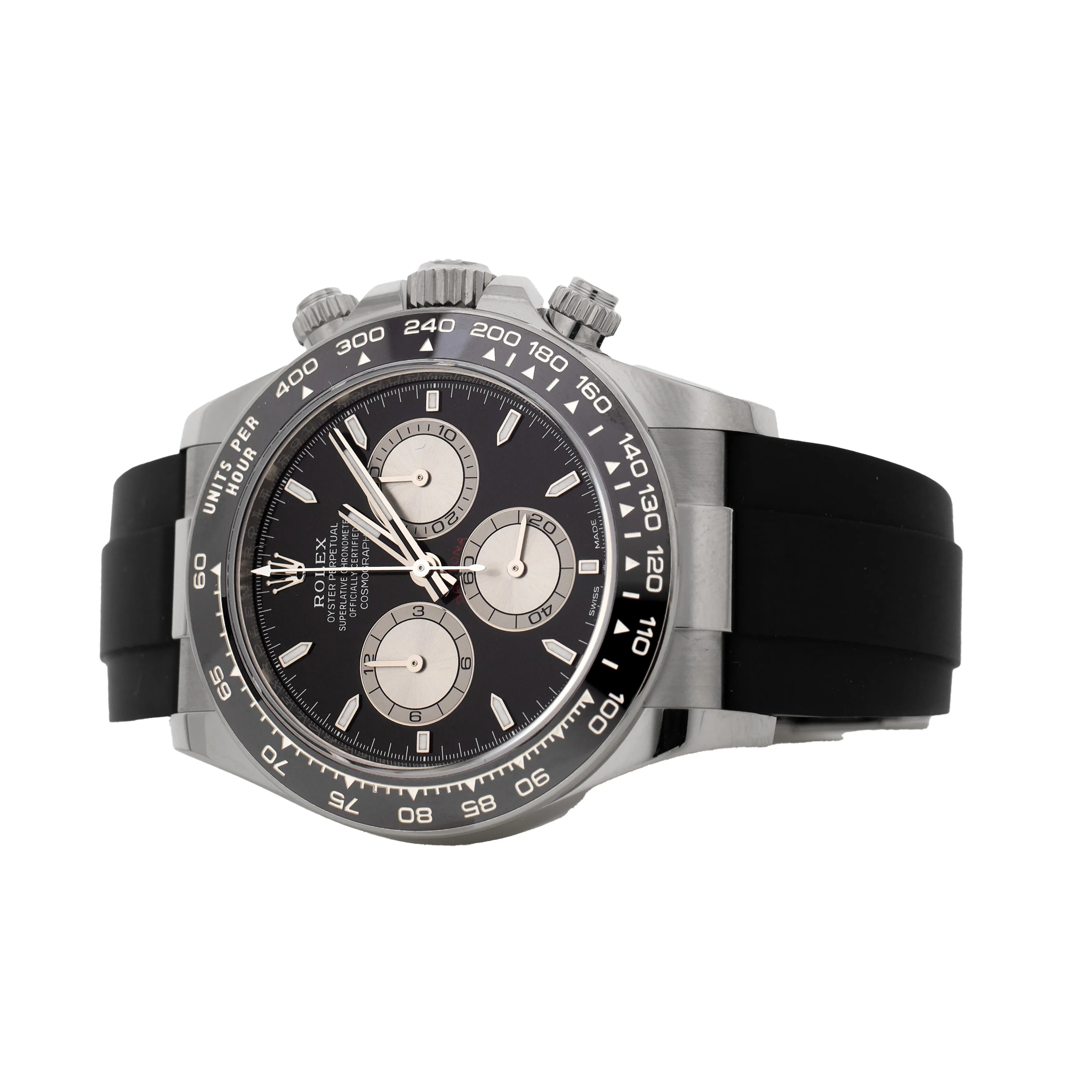 Rolex Cosmograph Daytona White Gold Black Dial Oysterflex 40mm 126519LN Full Set