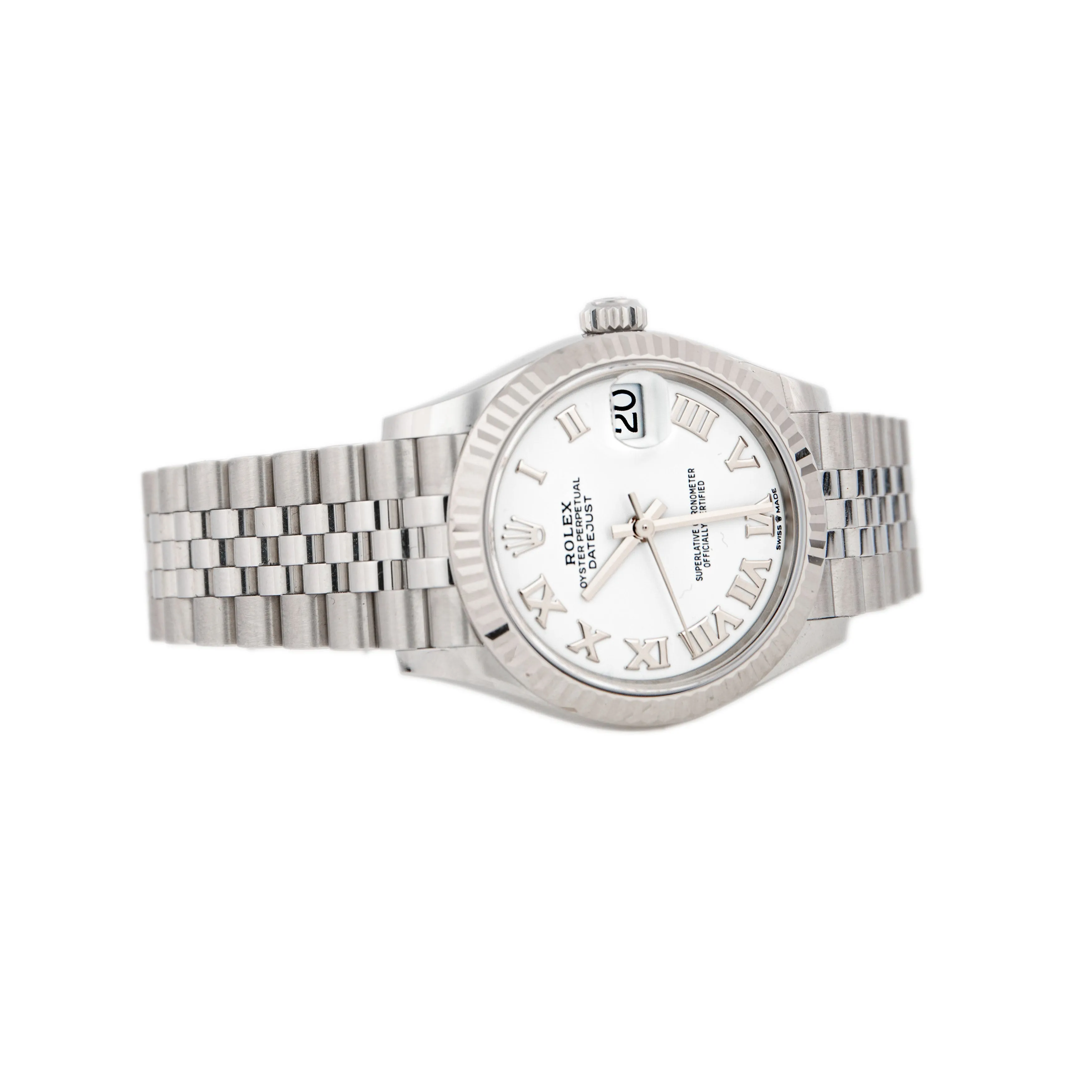 Rolex Datejust 31 Stainless Steel White Dial Roman Fluted Jubilee 31mm 278274 Full Set