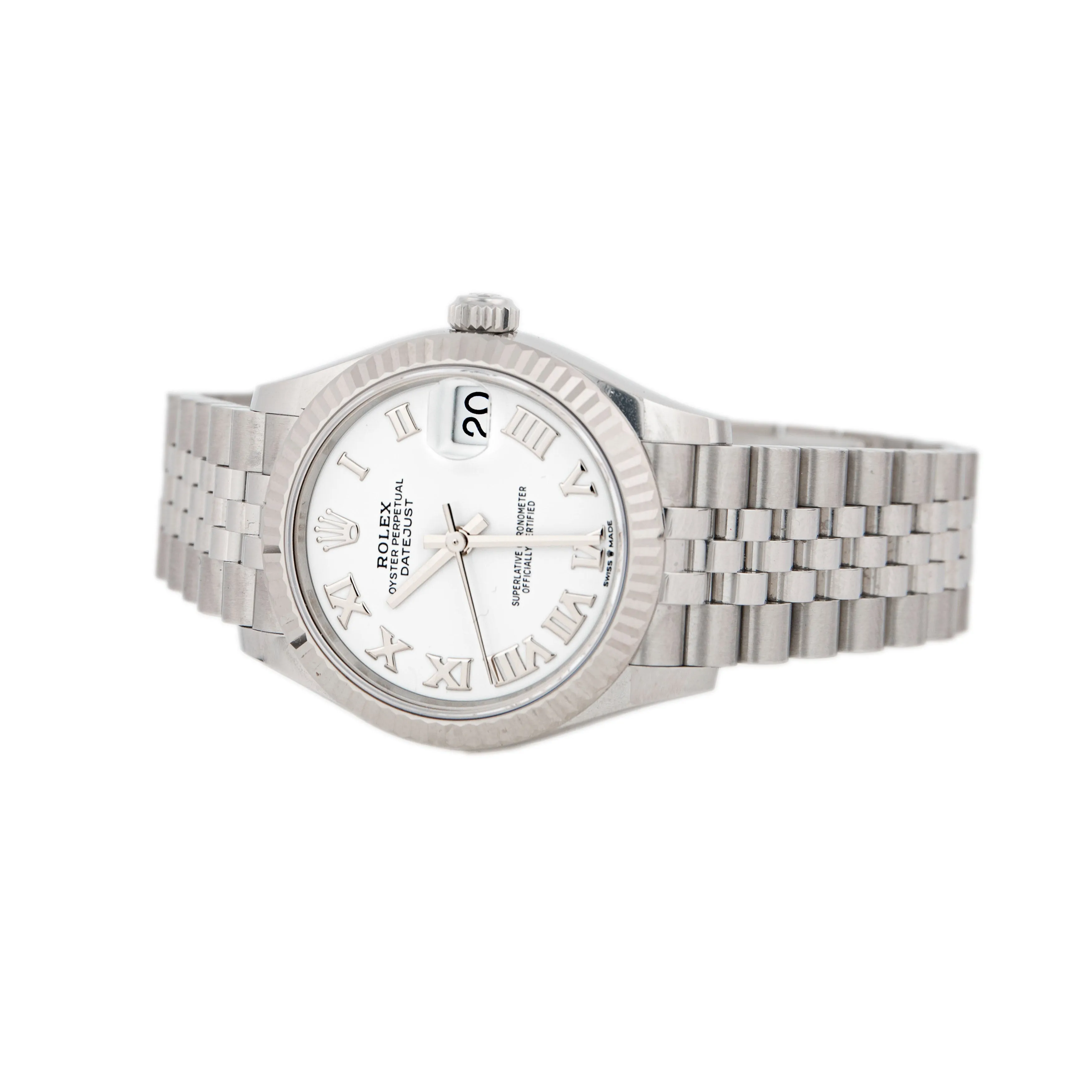 Rolex Datejust 31 Stainless Steel White Dial Roman Fluted Jubilee 31mm 278274 Full Set