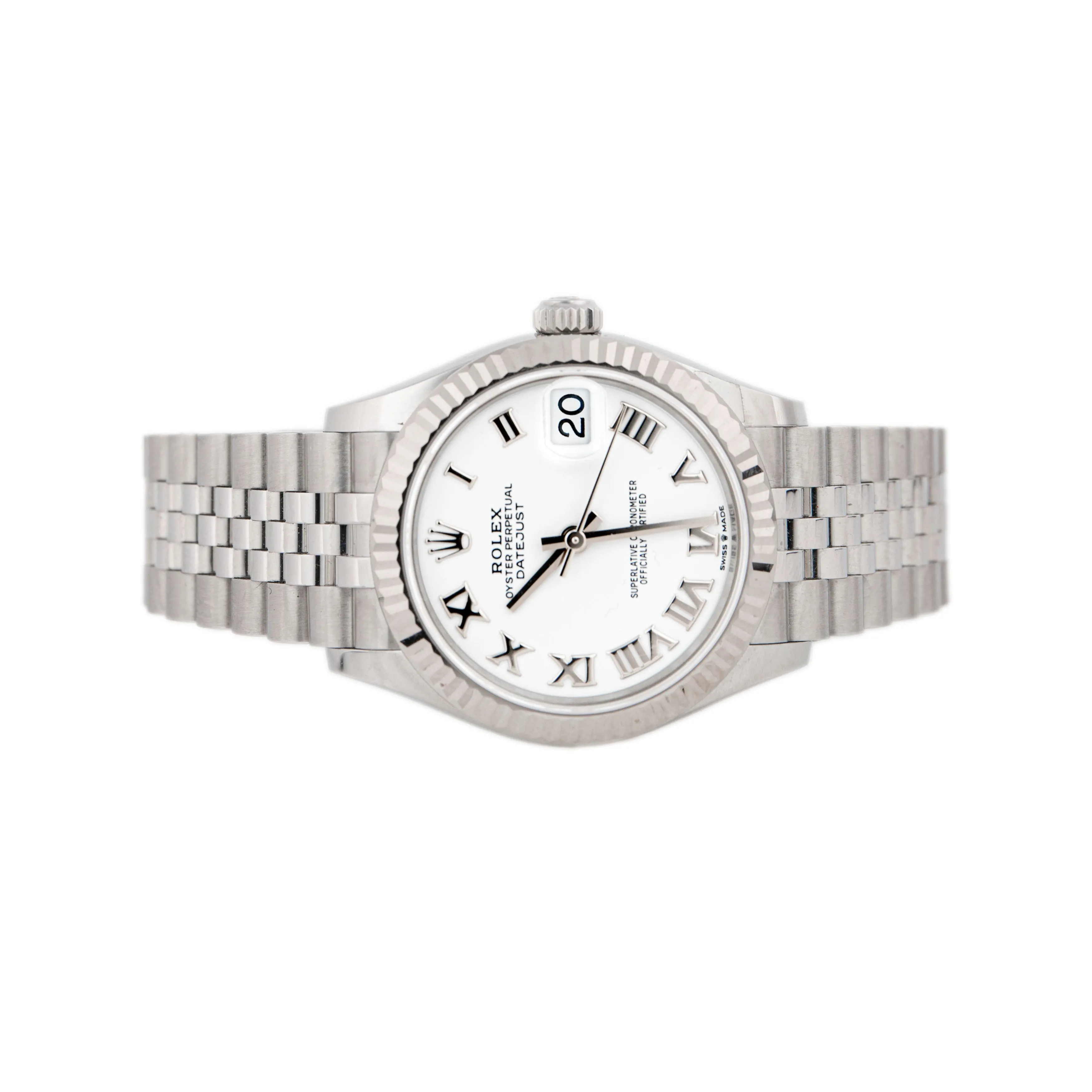 Rolex Datejust 31 Stainless Steel White Dial Roman Fluted Jubilee 31mm 278274 Full Set