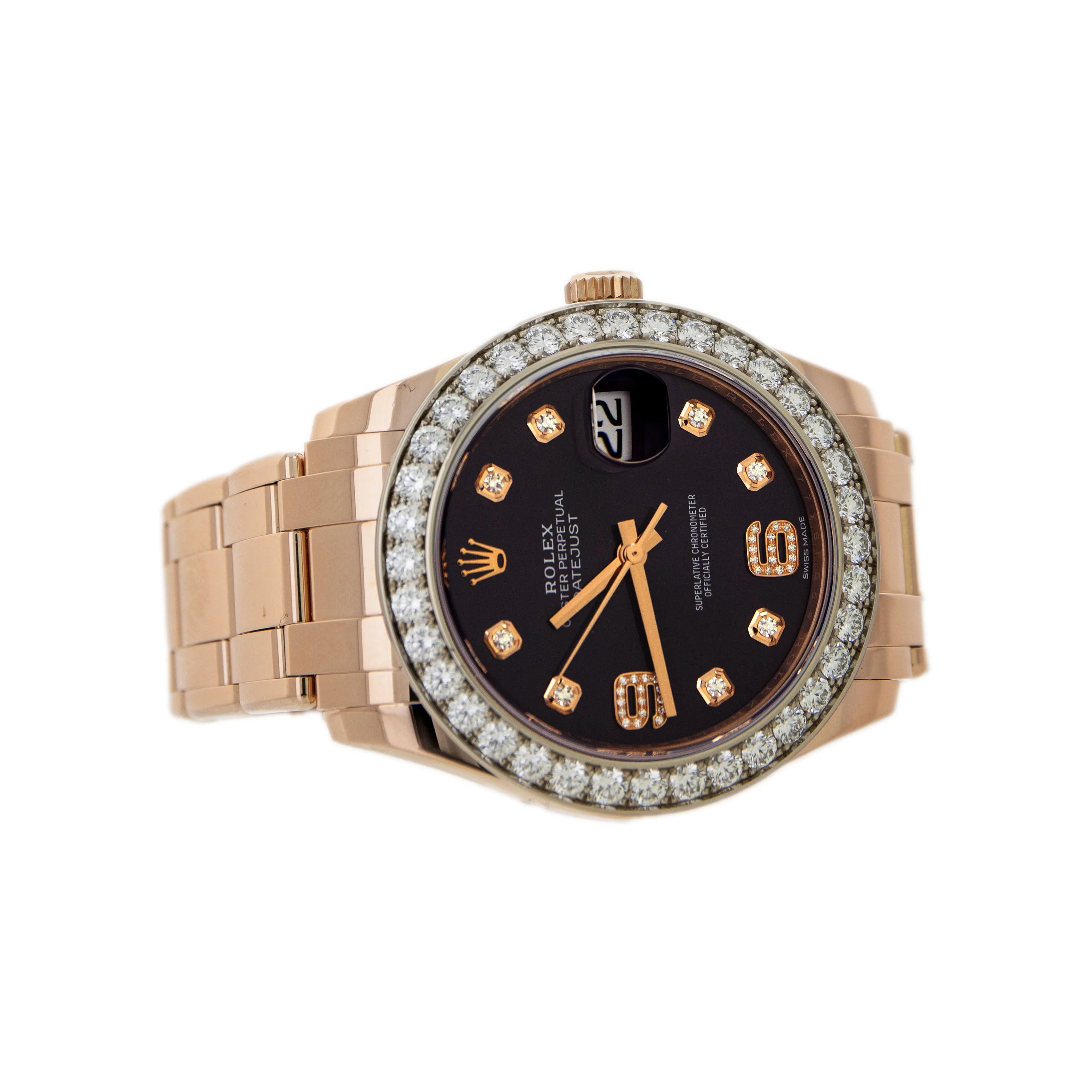 Rolex Datejust Pearlmaster Rose Gold Purple Dial Diamonds 39mm 86285 Full Set