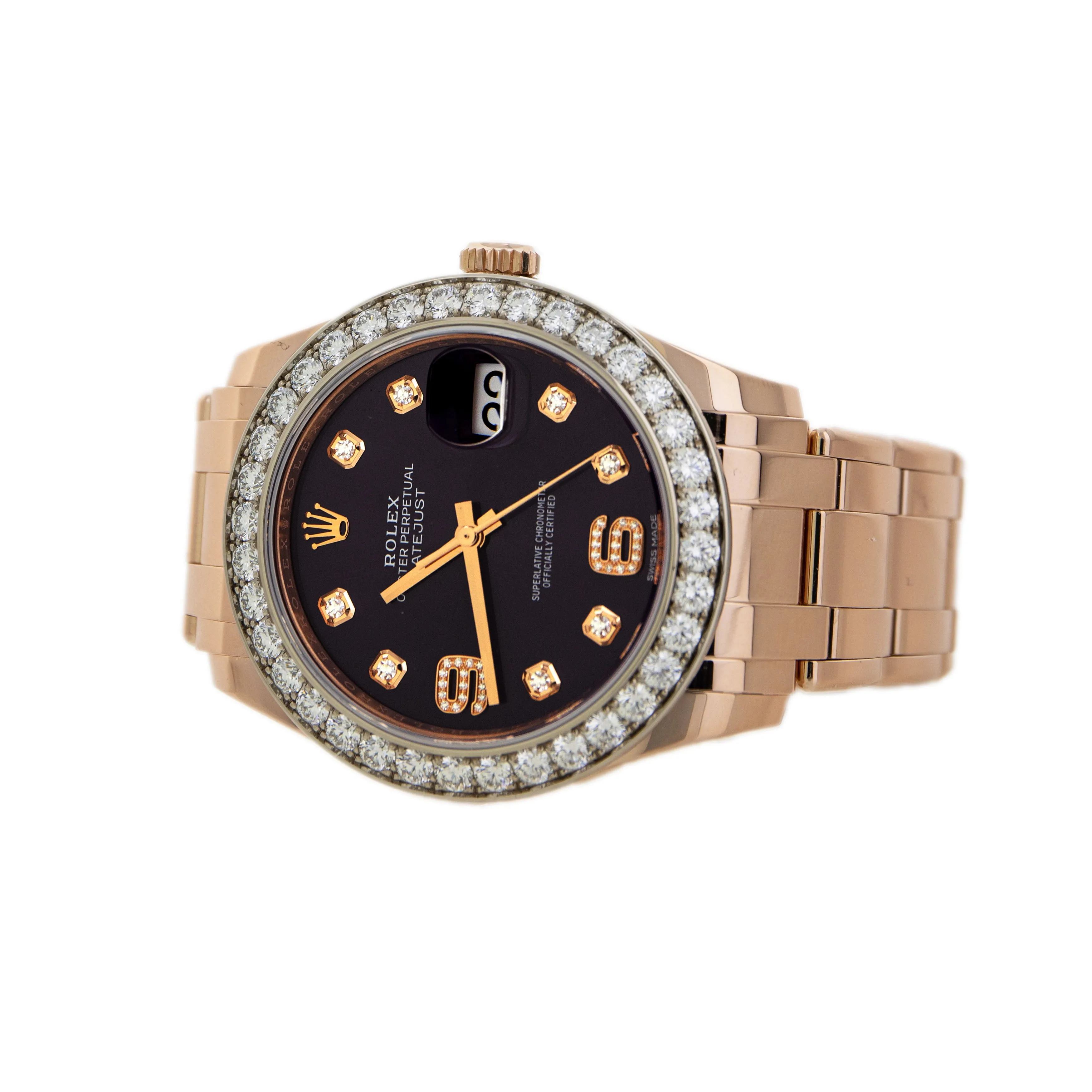 Rolex Datejust Pearlmaster Rose Gold Purple Dial Diamonds 39mm 86285 Full Set