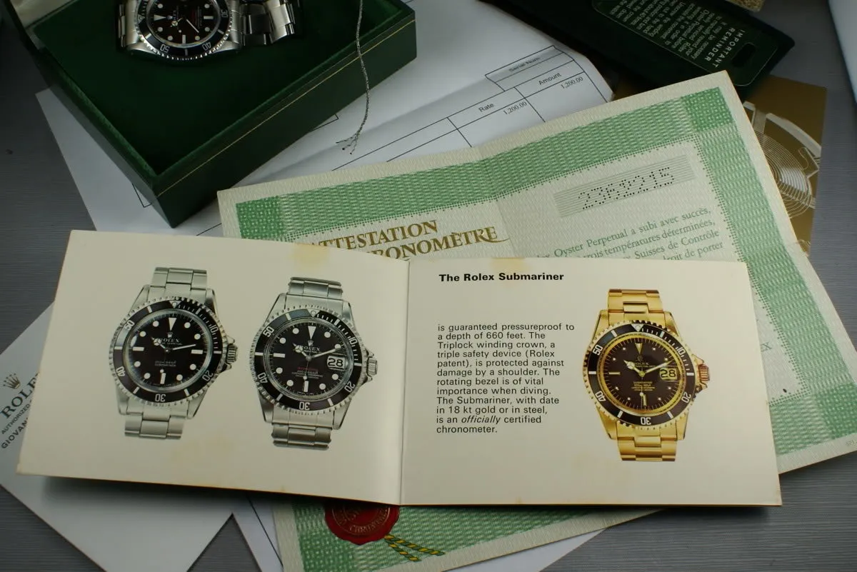 Rolex Red Submariner Ref: 1680 Meters First Mark 2 BROWN with papers