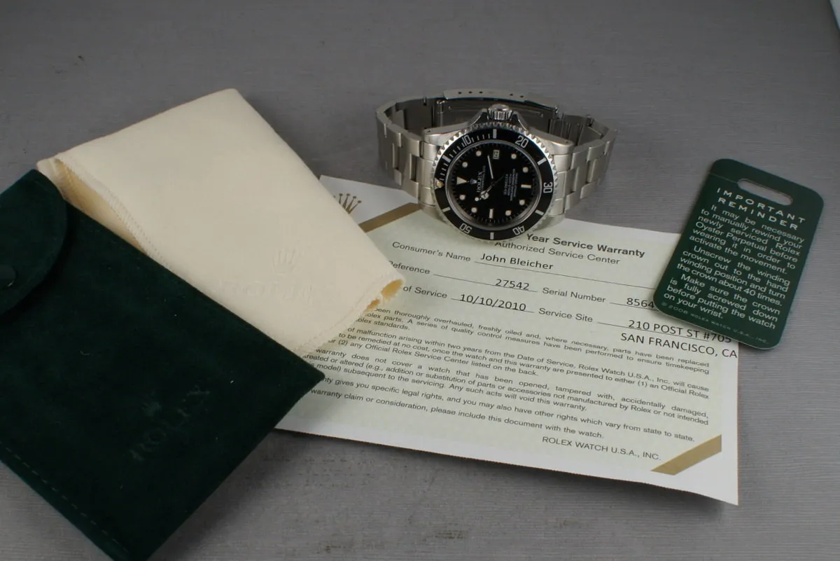 Rolex Sea Dweller 16660 with RSC service Papers