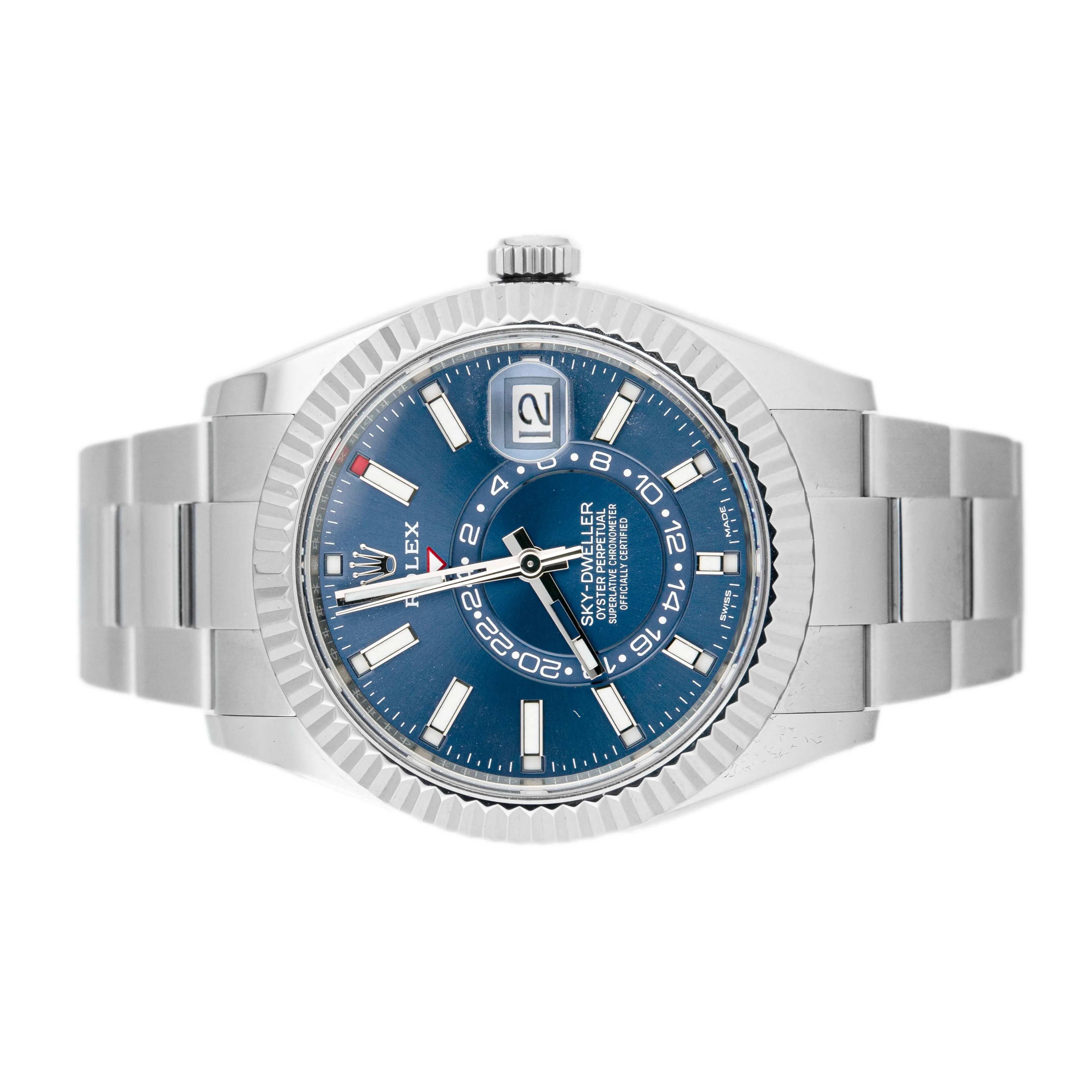 Rolex Sky-Dweller Stainless Steel Blue Dial Oyster Fluted 42mm 326934 Full Set