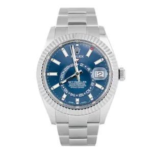 Rolex Sky-Dweller Stainless Steel Blue Dial Oyster Fluted 42mm 326934 Full Set