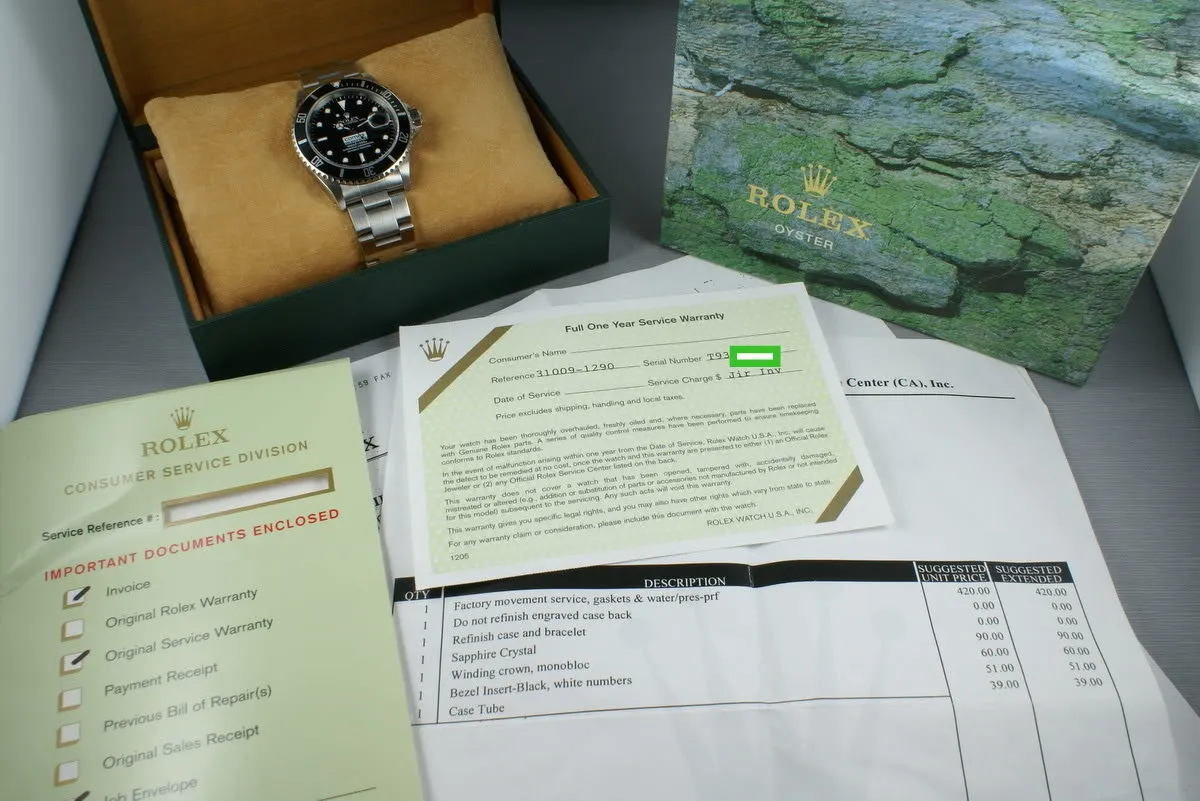 Rolex Submariner 16610 COMEX with RSC service papers