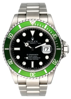 Rolex Submariner 16610LV Kermit Flat 4 Mens Watch Box Papers