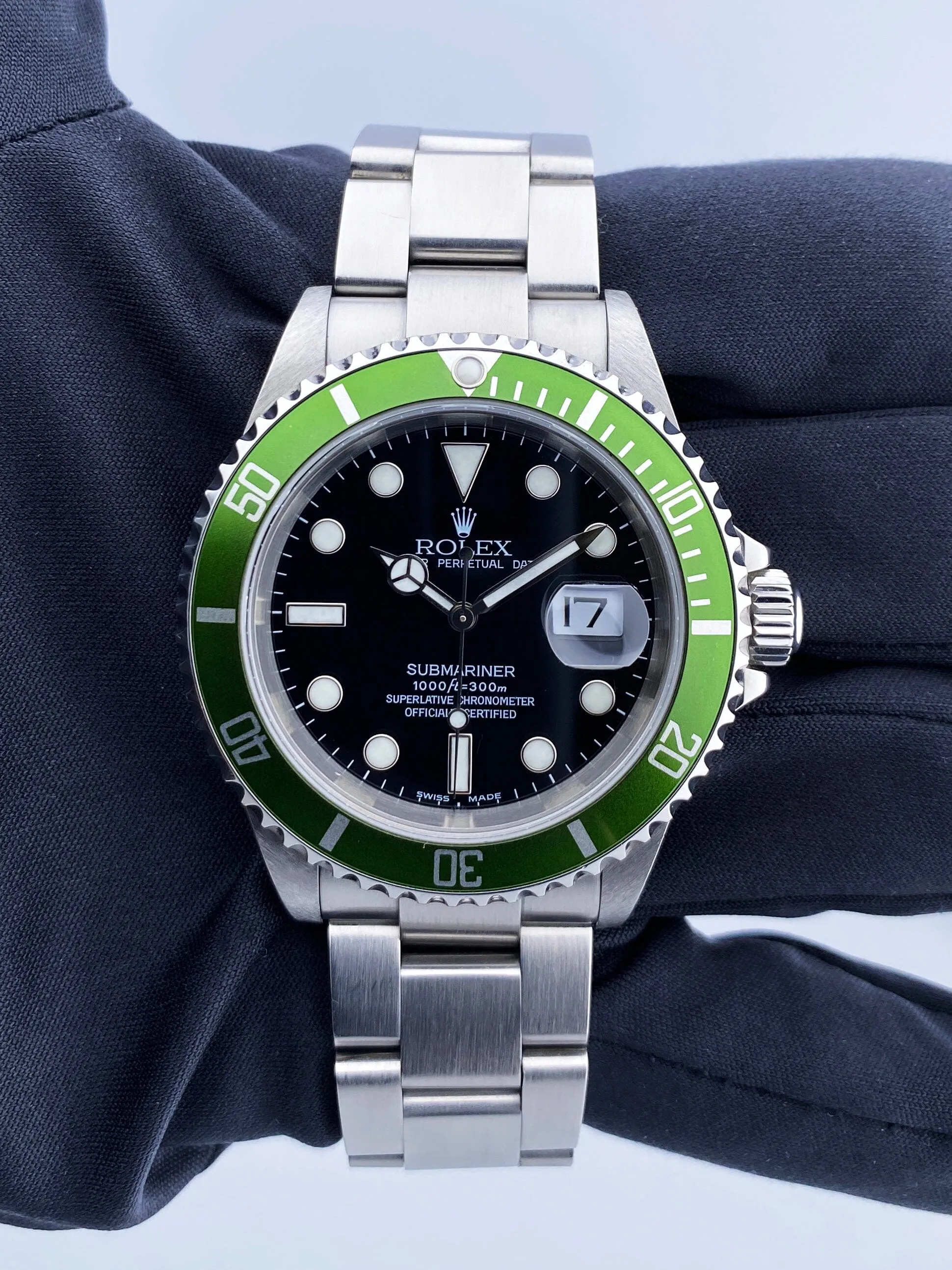 Rolex Submariner 16610LV Kermit Flat 4 Mens Watch Box Papers