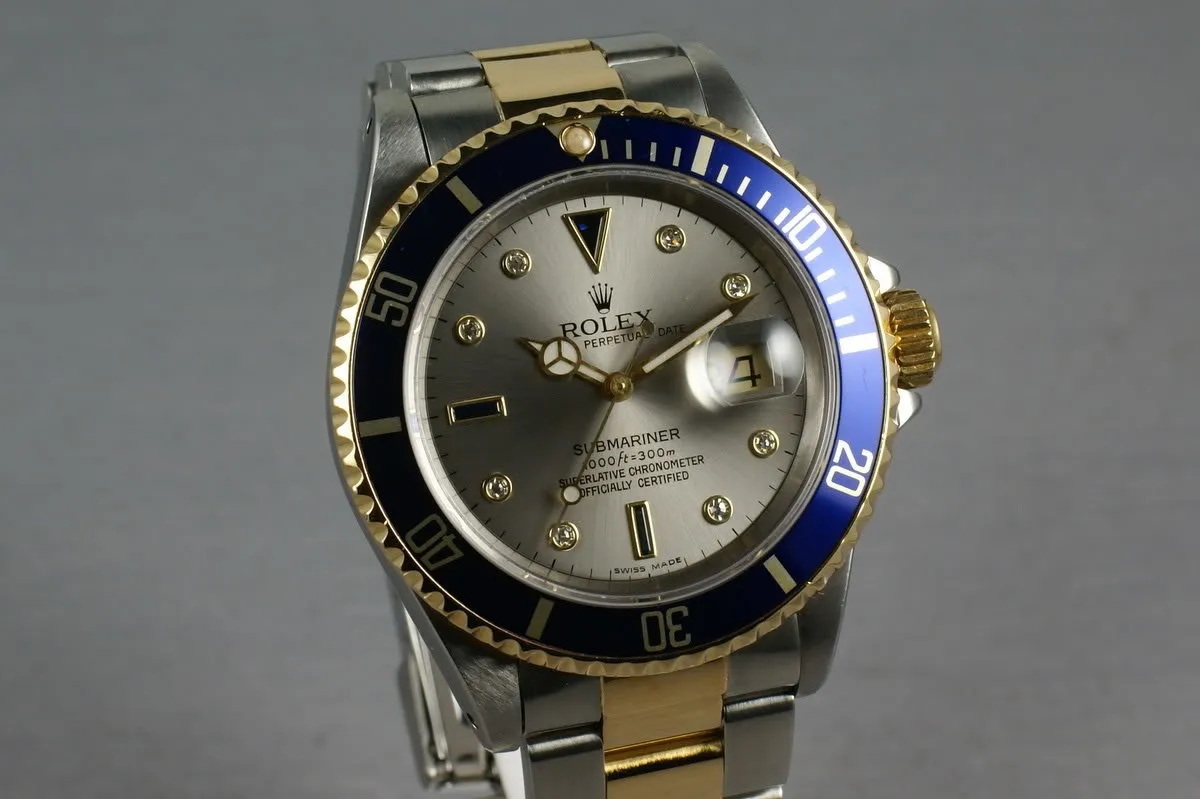 Rolex Submariner 18K/SS 16613 with Slate Serti Dial