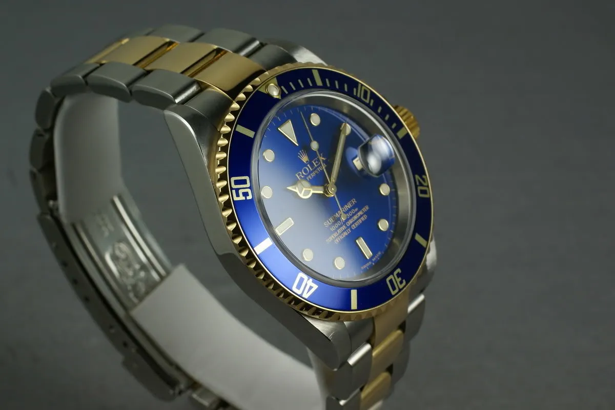 Rolex Submariner 18K/SS Blue Dial 16613 with Box and Papers