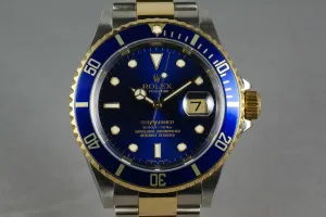Rolex Submariner 18K/SS Blue Dial 16613 with Box and Papers