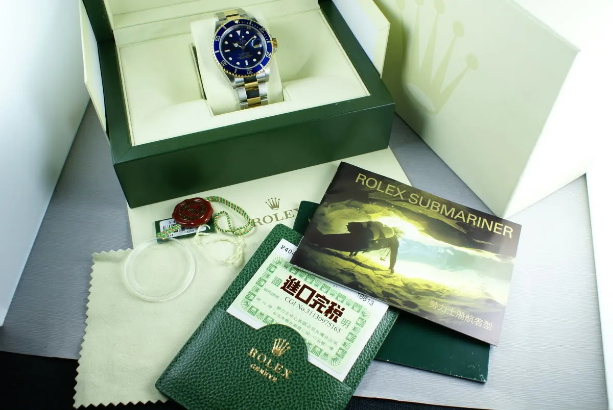 Rolex Submariner 18K/SS Blue Dial 16613 with Box and Papers