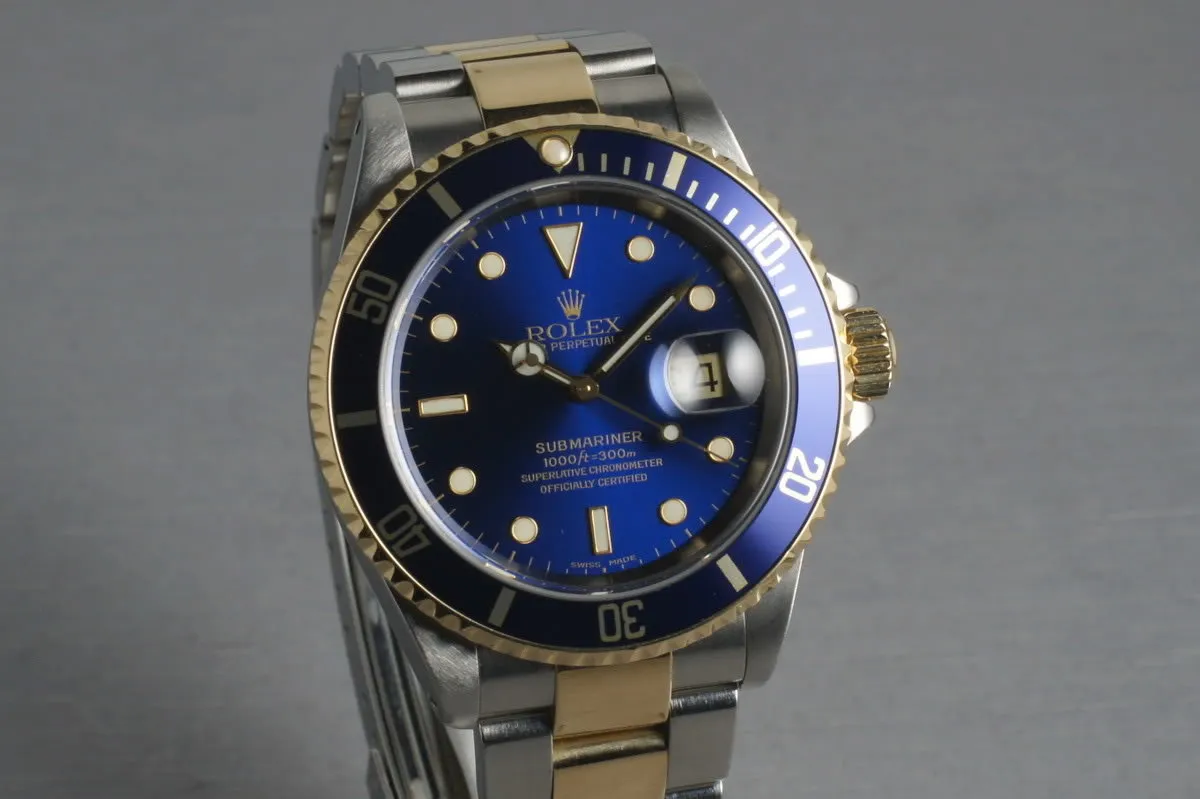 Rolex Submariner 18K/SS Blue Dial  16613 with Box and Papers