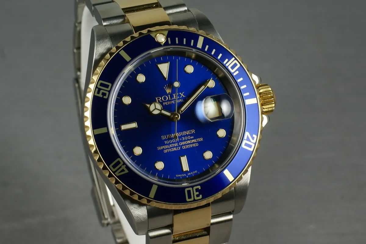 Rolex Submariner 18K/SS Blue Dial 16613 with Box and Papers