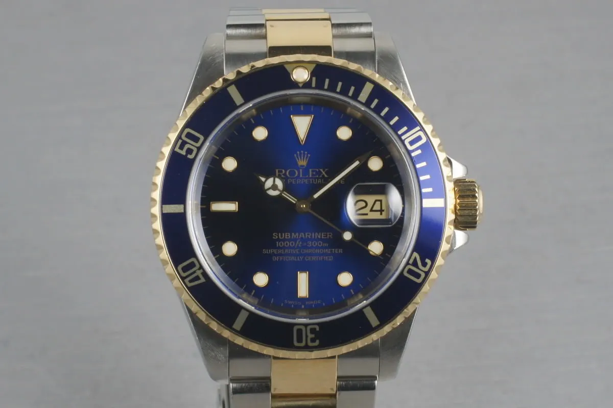 Rolex Submariner 18K/SS Blue Dial  16613 with Box and Papers